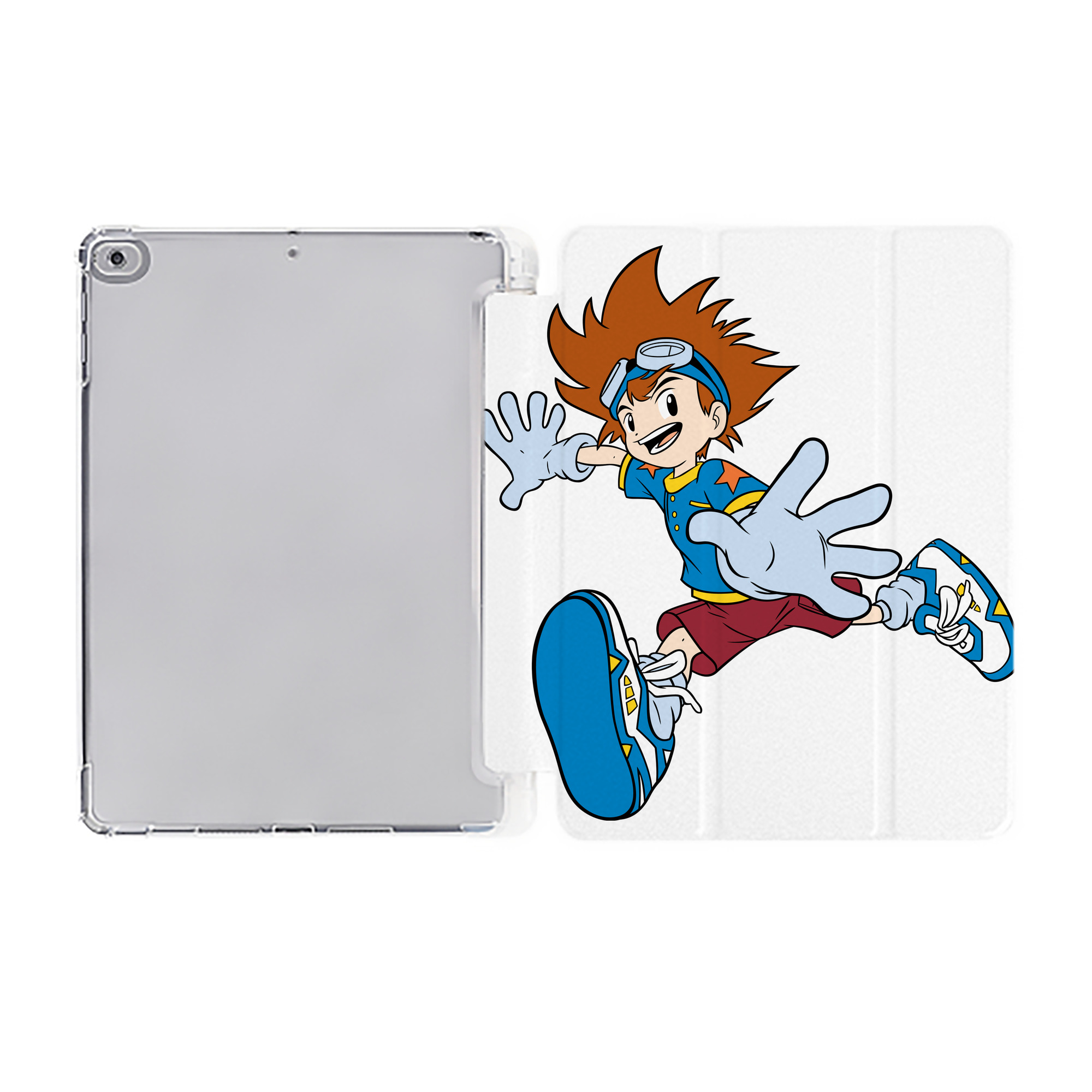 （画像用） Digimon デジタルモンスター/デジモン IPad ケース ペン収納付き 三つ折りスタンド PUレザー×シリコン 対応機種9.5/10.5/10.9インチ